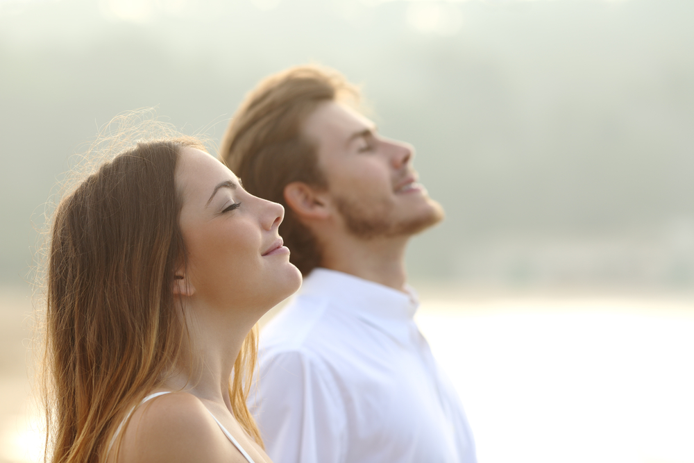 Couple breathing fresh air