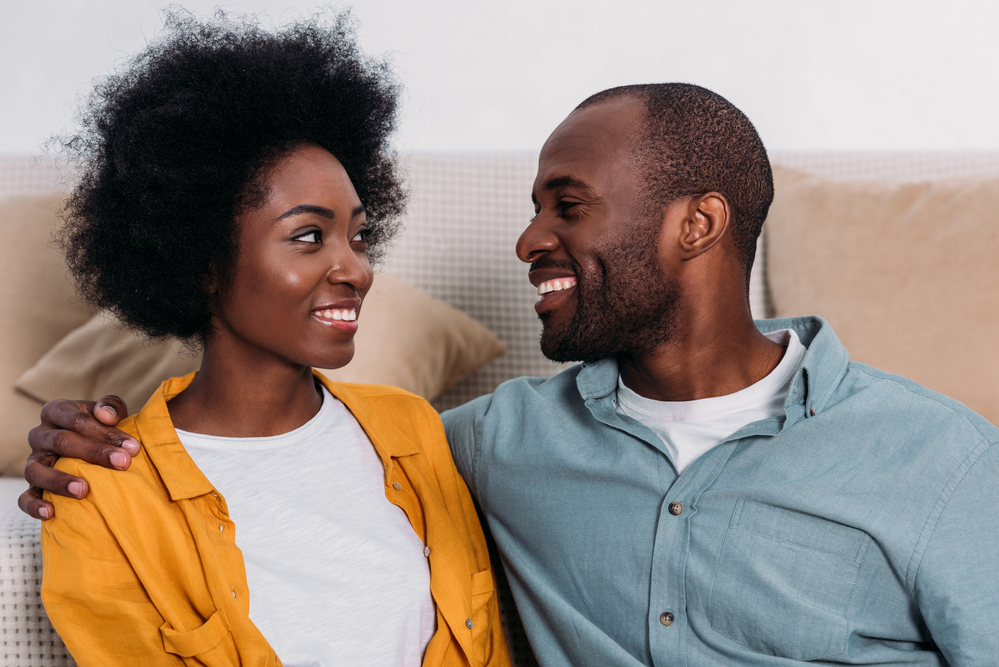 Face to Face Happy Couple Face to Face Happy African American Couple