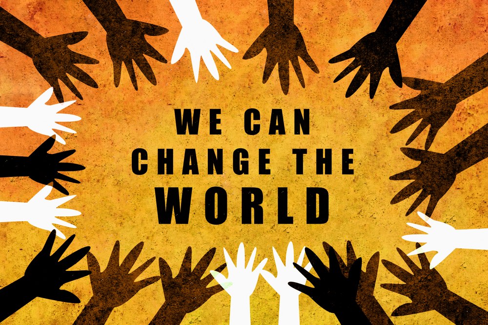 We Can Change the World Hands Up Sign 