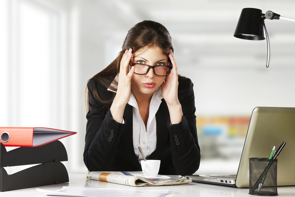 Routines Exhausted Business Woman Overwhelmed Business Woman