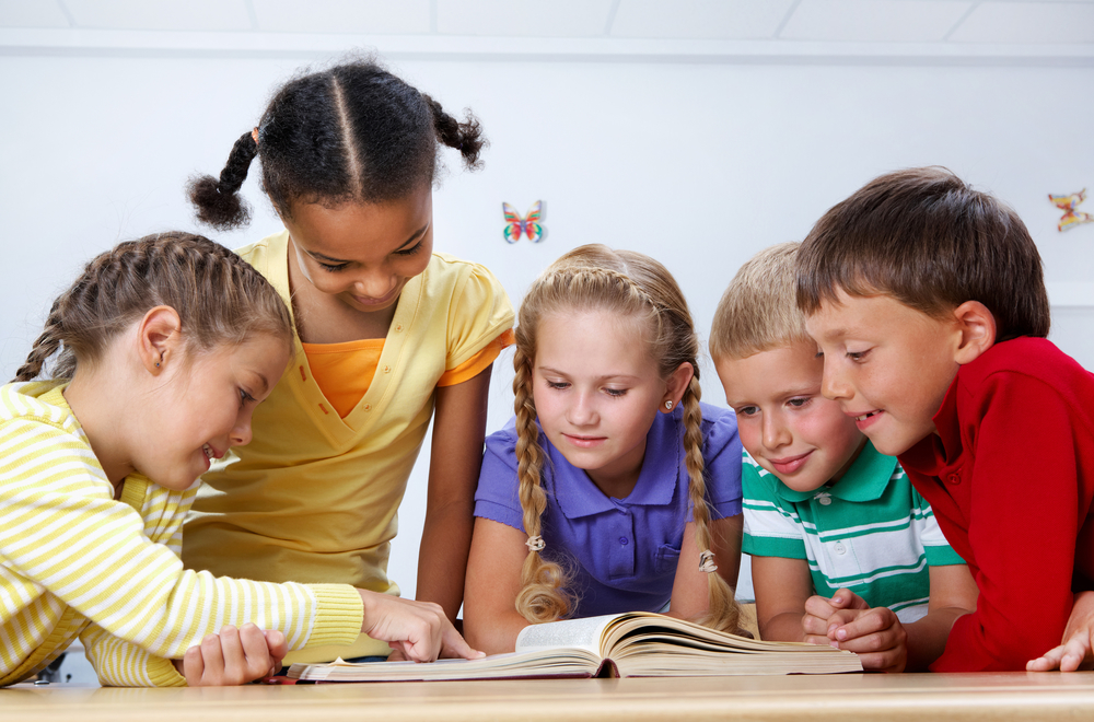 Kids working together in class