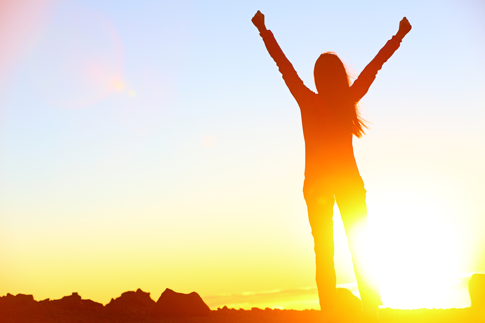 Woman Let Go of Perfect Woman Letting Go Raised Arms in Sunset