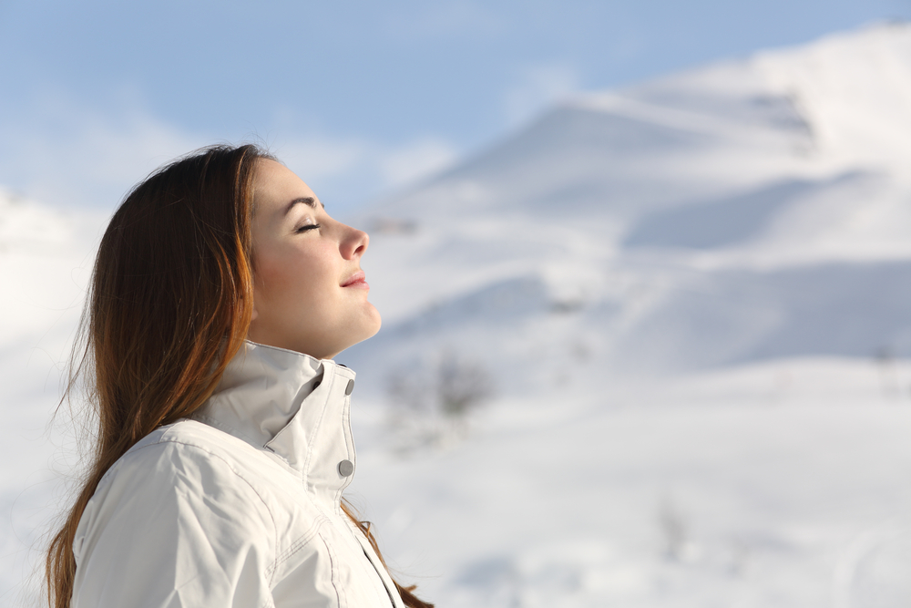 Thinking Woman Outside in Winter